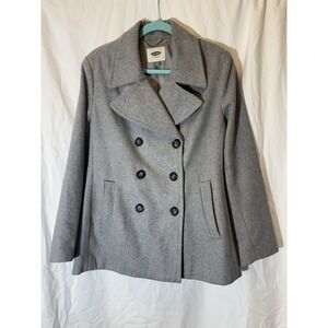 Old‎ Navy Peacoat Womens Gray Soft Notch Lapel Double Breasted Size L  II22